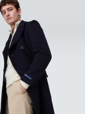 Gyapjú kabát Polo Ralph Lauren kék