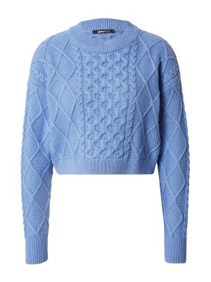 Pletený bavlnený priliehavý sveter Gina Tricot - modrá