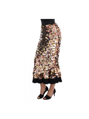 Długa spódnica z cekinami z baskinką Dolce And Gabbana