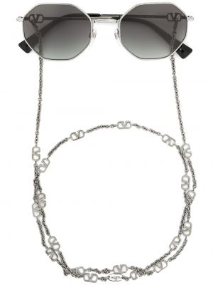 Gafas de sol con estampado geométrico Valentino Eyewear plateado