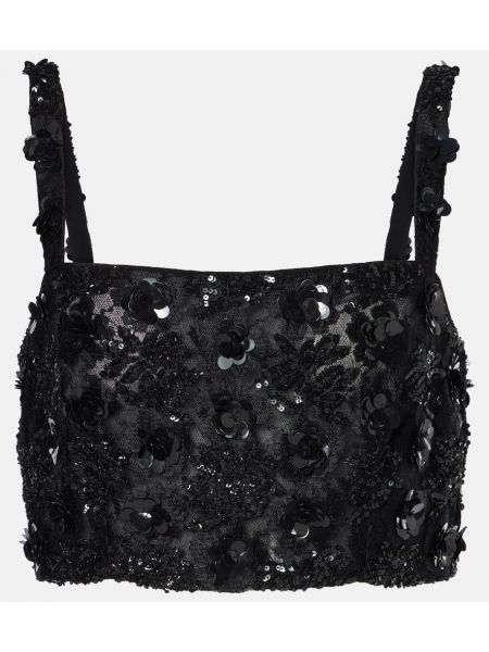 Kukka- crop top Dolce&gabbana musta