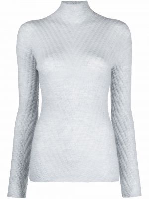 Jersey cuello alto con cuello alto de tela jersey Emporio Armani gris