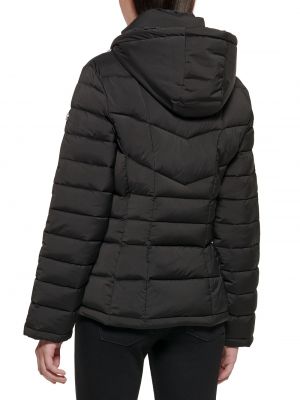 Пуховое пальто с капюшоном Calvin Klein черное