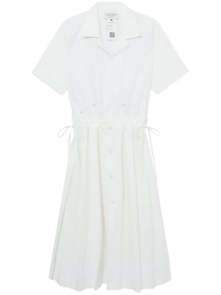 Bavlněné midi šaty s výšivkou Marine Serre bílé