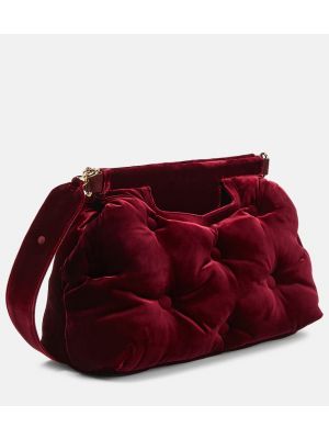 Žametna torbica za čez ramo iz rebrastega žameta Maison Margiela rdeča