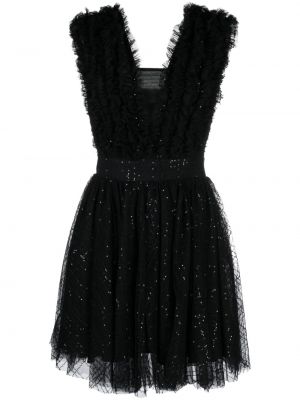 Коктейлна рокля без ръкави от тюл Twinset черно