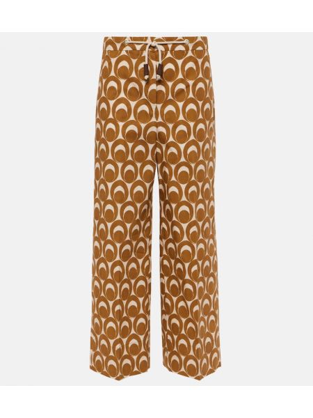 Βαμβακερό παντελόνι με σχέδιο σε φαρδιά γραμμή 's Max Mara καφέ