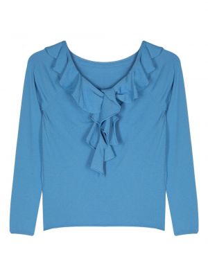 Sweter z falbankami Semicouture niebieski