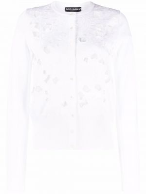 Ажурен жилетка бродиран на цветя Dolce & Gabbana бяло