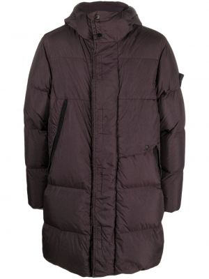 Péřový kabát s kapucí Stone Island fialový