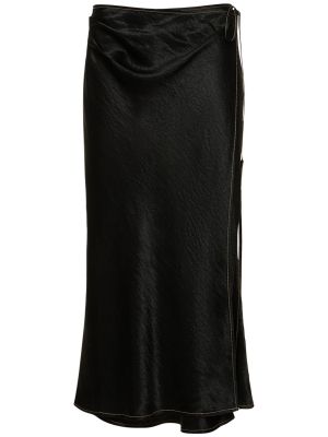 Saténová midi sukňa Acne Studios čierna