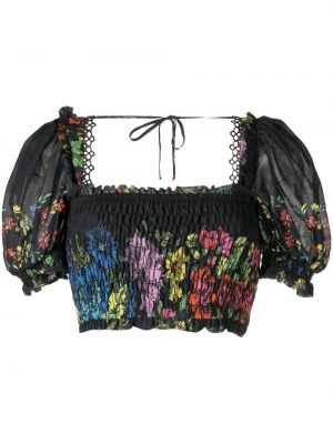 Trykt floral crop top Charo Ruiz Ibiza svart