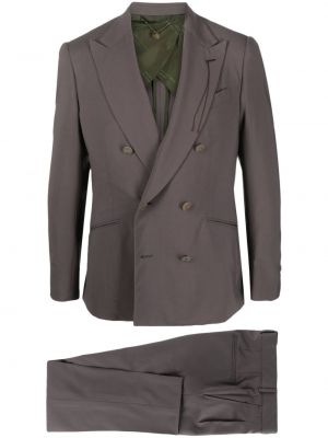 Vlněný oblek Maurizio Miri hnědý
