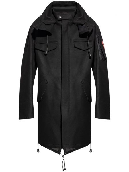 Dlouhý kabát na zip s kapucí Dsquared2 černý