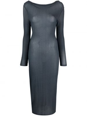 Kostkované vlněné večerní šaty Paloma Wool modré