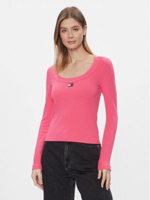 Блуза slim Tommy Jeans розово