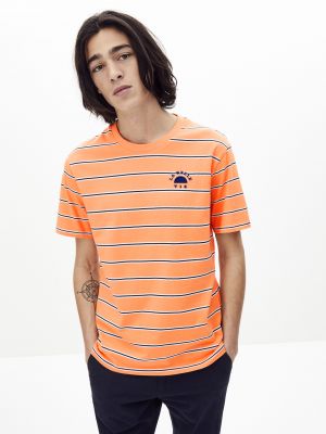 Тениска на райета Celio оранжево