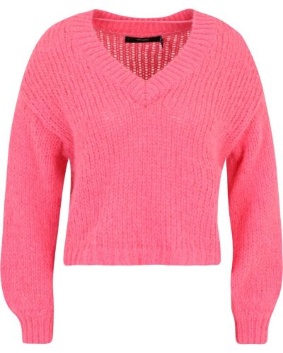 Jednofarebný pletený priliehavý sveter Vero Moda Petite - ružová