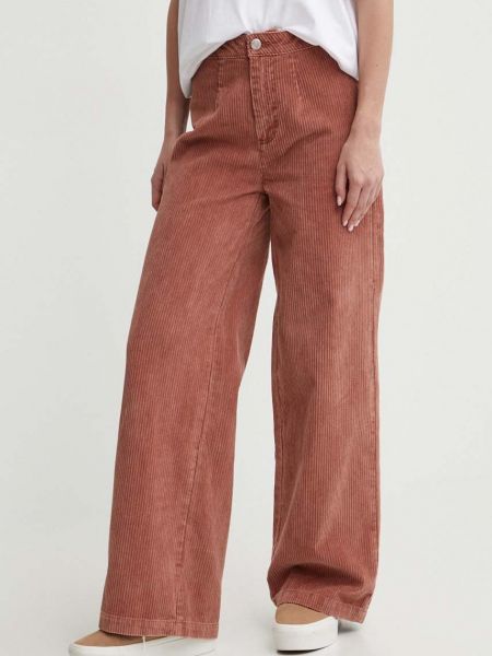 Pantaloni cu talie înaltă de catifea cord de catifea Roxy roz