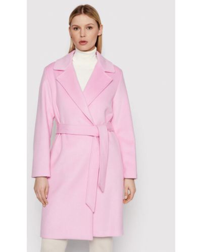 Gyapjú téli kabát Tommy Hilfiger rózsaszín