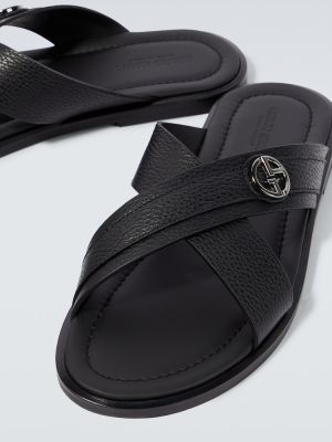 Кожени ниски обувки Giorgio Armani черно