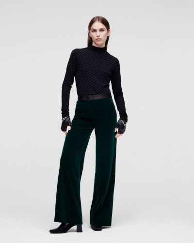 Sametové kalhoty Karl Lagerfeld zelené