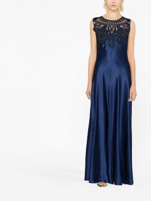 Modré hedvábné večerní šaty Alberta Ferretti