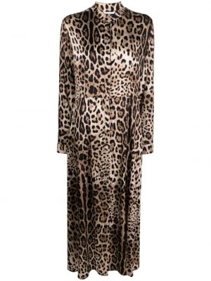 Leopardí dlouhé šaty s potiskem 813 hnědé