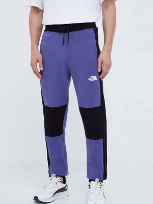 Памучни панталон с принт The North Face виолетово