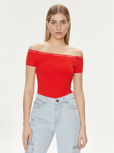 Slim fit blúz Calvin Klein Jeans piros