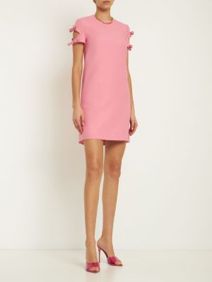 Krepové mini šaty s mašľou Valentino ružová