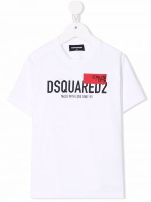 Trykt bomull t-skjorte for jenter Dsquared2 Kids hvit