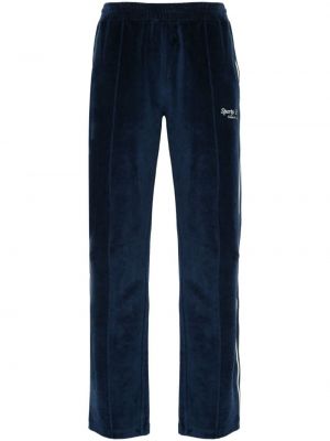 Bavlnené velurové teplákové nohavice Sporty & Rich modrá