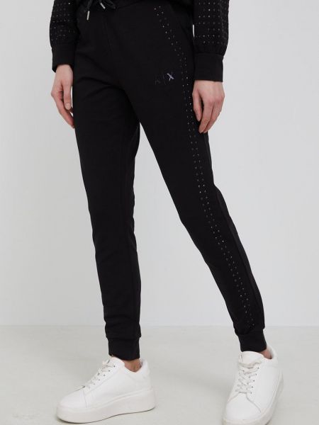 Armani Exchange nadrág fekete, női, nyomott mintás