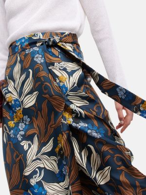 Kvetinová hodvábna midi sukňa 's Max Mara modrá