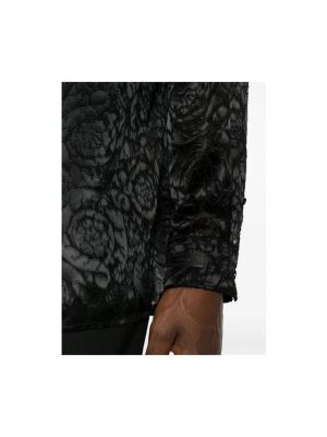 Camisa de flores de encaje Versace negro