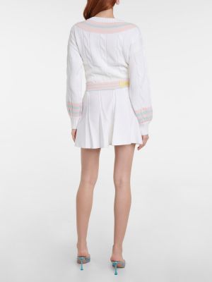 Plisované mini sukně s výšivkou Loveshackfancy bílé
