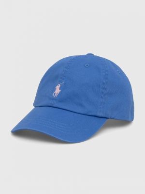 Памучна шапка с козирки с апликация Polo Ralph Lauren синьо
