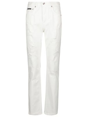 Obnosené džínsy s rovným strihom s vysokým pásom Dolce&gabbana biela