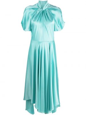 Πλισέ ασύμμετρη κοκτέιλ φόρεμα Stella Mccartney μπλε