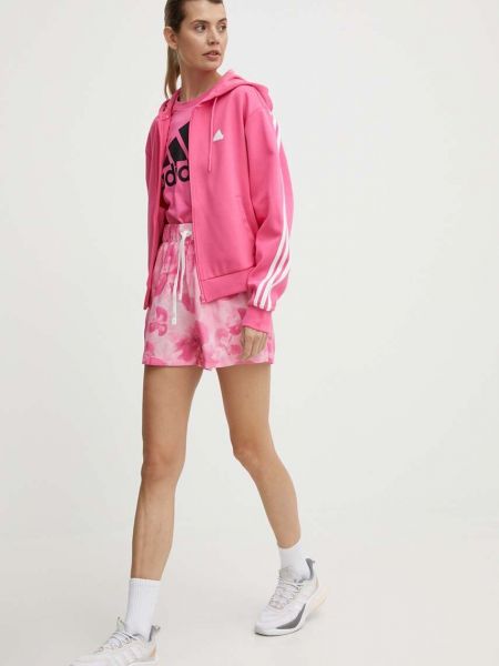Kratke hlače visoki struk s printom Adidas ružičasta