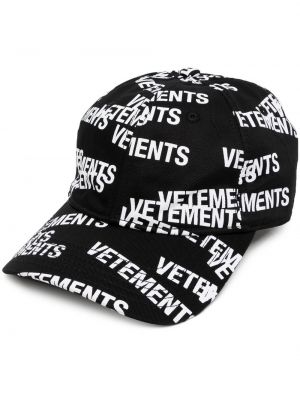 Cappello con visiera con stampa Vetements nero