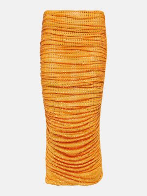 Юбка миди Self-portrait оранжевая