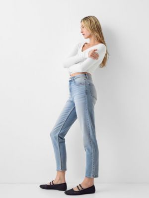 Niebieskie jeansy skinny slim fit Bershka