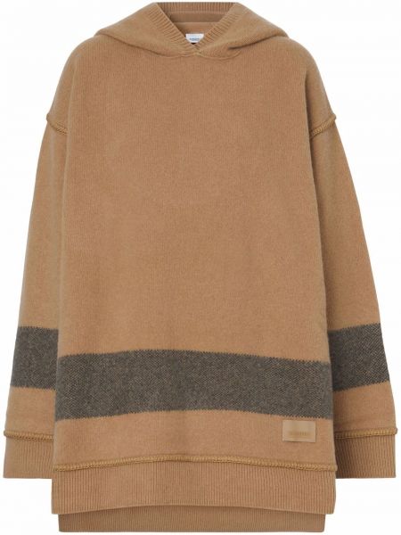 Strikket stripete hettegenser Burberry brun