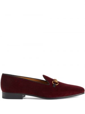 Pantofi loafer din piele de căprioară Gucci roșu