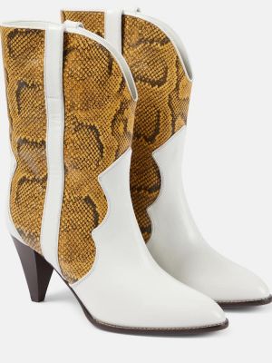 Кожени обувки до глезена със змийски принт Isabel Marant бяло