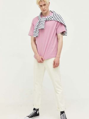 Bavlněné tričko Abercrombie & Fitch růžové