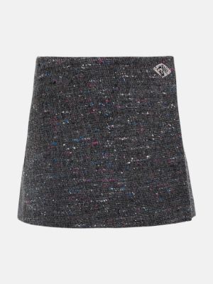 Mini falda de tweed Ganni gris