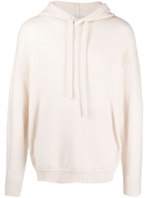 Πλεκτός πουλόβερ με κουκούλα Laneus λευκό